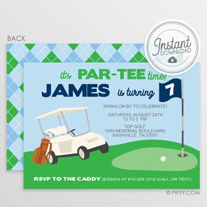 DIY Golf Birthday Invitation,  Instant Download & Editable File, Templett Invitation, Boy Golf Par-Tee party invitation