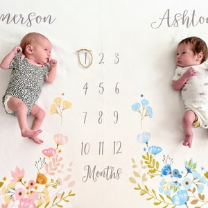Twin Milestone Blanket Custom and Personalized for Boy and Girl, Extra Large Size Fleece image 1