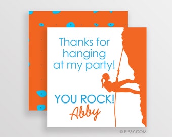 Stickers or Gift Tags . Girl's Rock Climbing . for Favors, Treat Bags and Envelope Seals