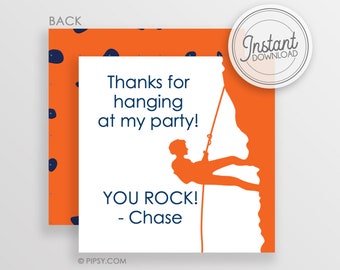 Rock Climbing Party Gift Tag Set: Editable DIY Printable (PDF)