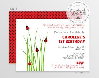 Ladybug Birthday Invitation: Editable Insect Party (Digital Download)