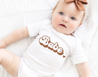 Babe Onesie® with sweet little heart, neutral colors and retro styling, Gerber Onesie®