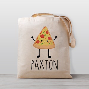 Sac fourre-tout personnalisé pour enfants, avec un design de pizza amusant, pour garçon, fille ou genre neutre, sac de garderie scolaire préscolaire