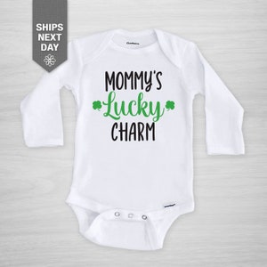 St. Patrick&#39;s Day Onesie®, &quot;Mommy&#39;s Lucky Charm&quot; Gerber Onesie®, lucky clover, Saint Patricks Day, St. Paddy&#39;s Day