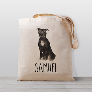 Pitbull Sac fourre-tout personnalisé pour enfants, chiot chien, American Staffordshire, pour garçon, fille, école en toile, sac préscolaire ou garderie