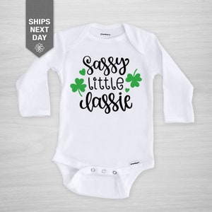 St. Patrick&#39;s Day Onesie®, &quot;Sassy Little Lassie&quot; Gerber Onesie®, lucky clover, Saint Patricks Day, St. Paddy&#39;s Day