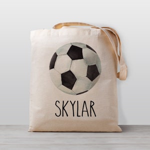 Sac fourre-tout personnalisé pour enfants, ballon de football avec nom, sac à jouets de garderie scolaire, garçon fille enfants, non sexiste