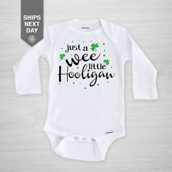 St. Patrick's Day Onesie®, "Wee Little Hooligan" Gerber Onesie®, lucky clover, Saint Patricks Day, St. Paddy's Day