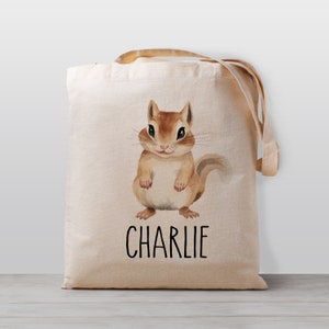 Sac fourre-tout personnalisé pour enfant, Tamia pour garçon, fille ou sexe neutre, cartable pour bibliothèque, sac pour jardin d'enfants, préscolaire ou garderie,