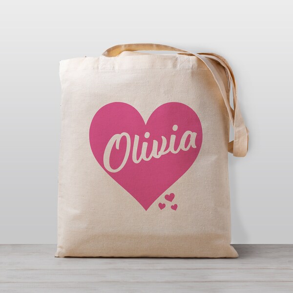 Tote bag - ELLIE LOVE pink mint - Bold heart print
