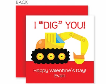 Printable Valentine Card - Valentine's Day . Class Valentine Construction Gift Tag - Instant Download - Printable DIY - editable text