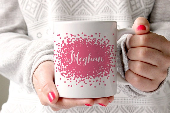 Personalized Coffee Mug -Scatter Dots with name Il_570xn