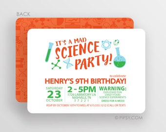 Science Party Invitation - Mad Scientist Birthday Invitation - Birthday Party Invitation