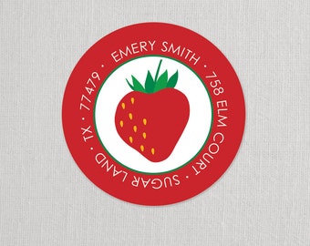 Strawberry Stickers . for Return address, Favors, Treat Bags and Envelope Seals