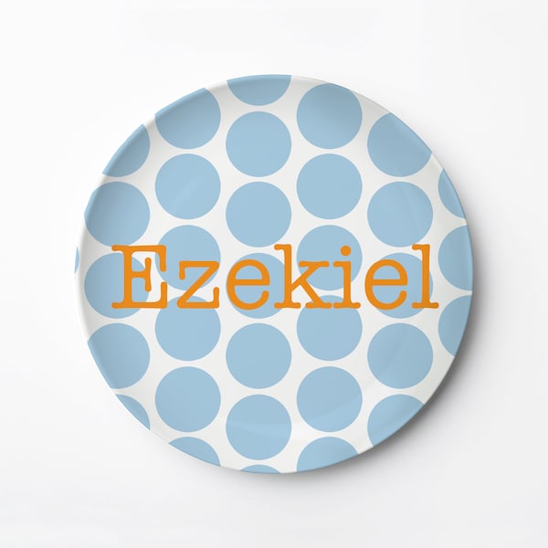 Personalized kids plate - Polka Dot Name Personalized Plate - Pick any color combination! thermosaf polymer...lasts for years