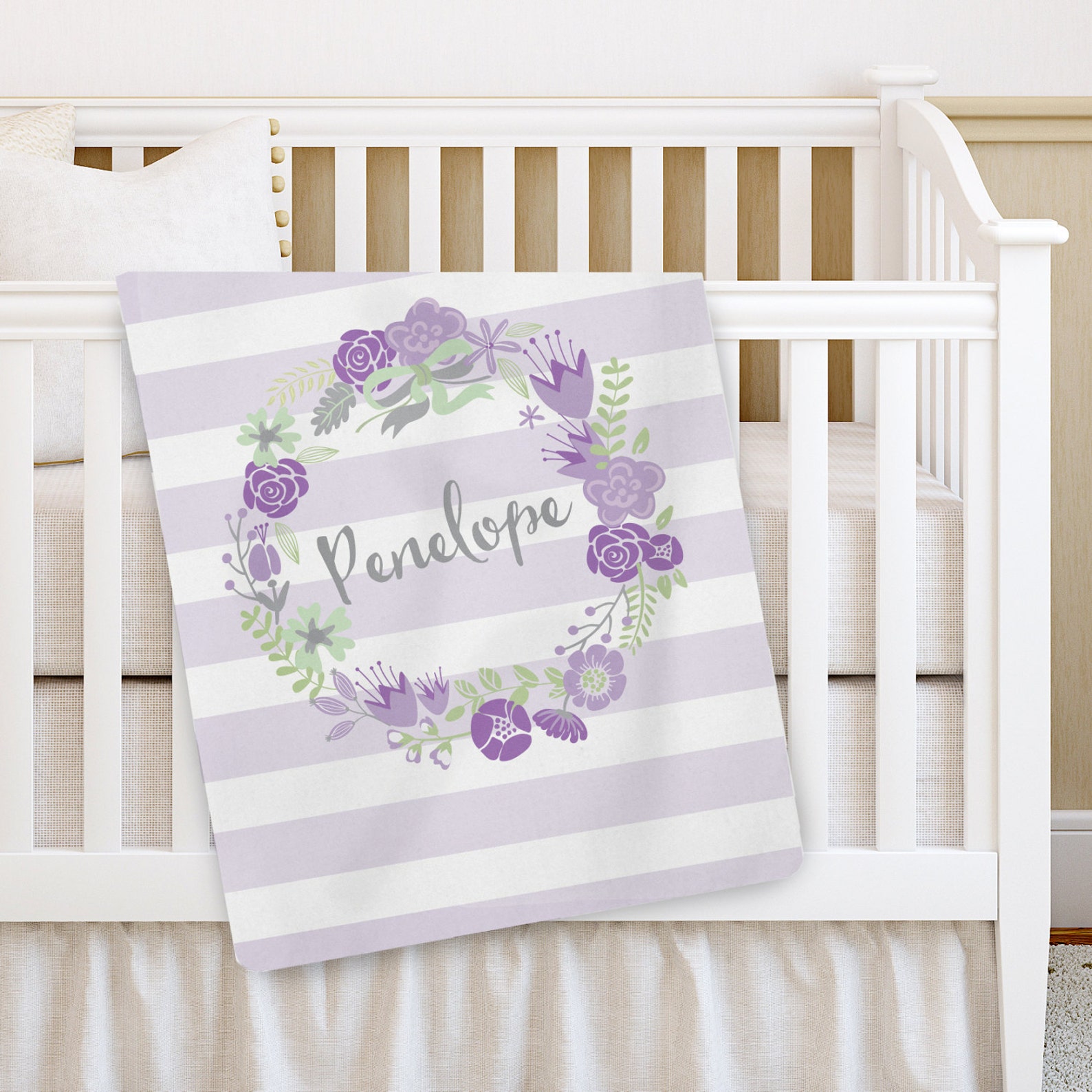 Personalized Baby Blanket PURPLE Girl Baby Blanket Custom Etsy