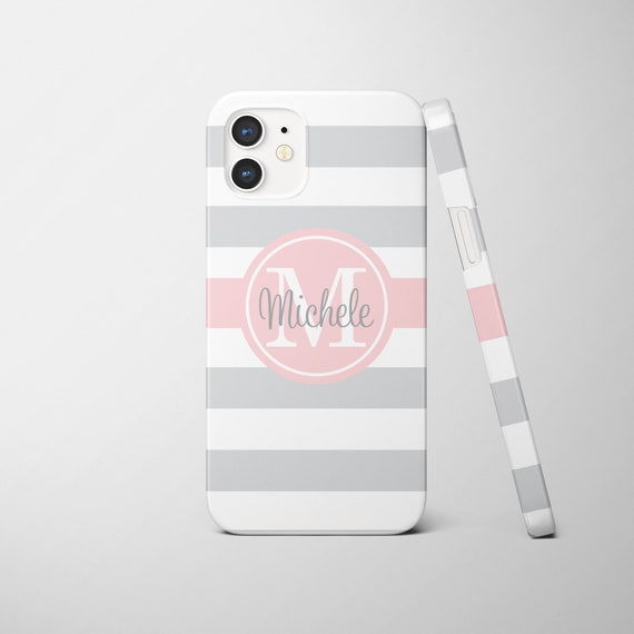 iPhone 14 Personalized Initial Case, Bold Stripe, for the iPhone 14 and older models, feminine, for her, modern, simple Il_570xn