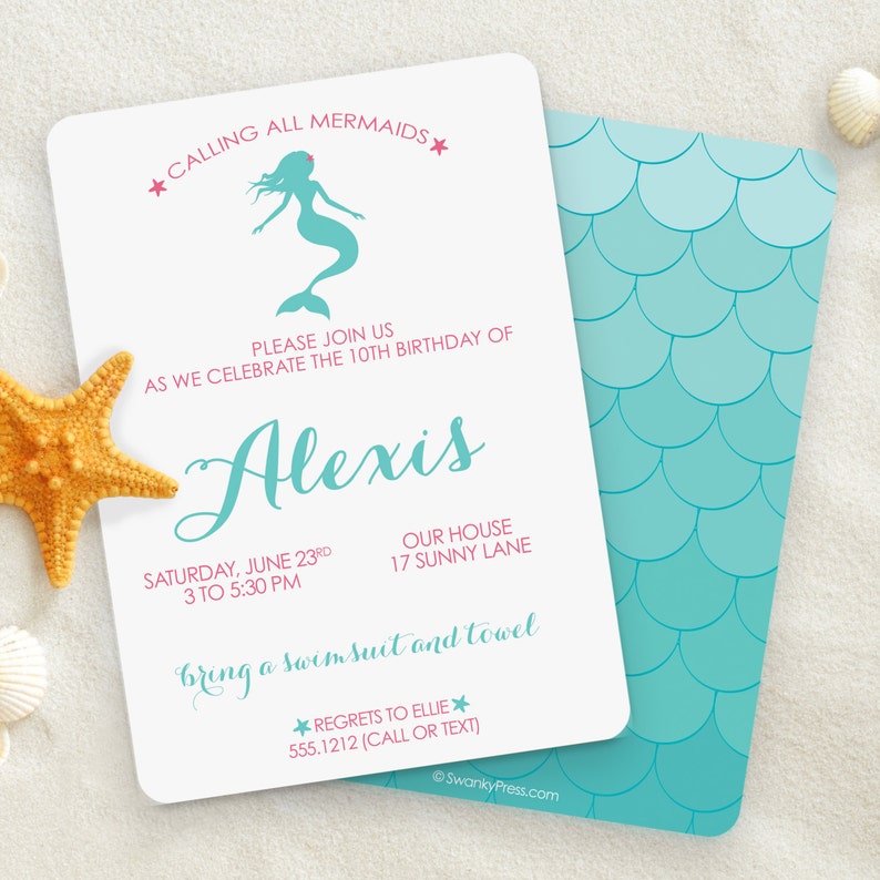 mermaid-birthday-invitation-mermaid-pool-party-birthday-etsy-uk