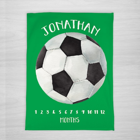 Soccer Milestone Blanket . Baby Milestone Blanket- Baby Month Blanket - Sports Theme- Boy- Baby Blanket - Baby Shower Gift Il_570xn