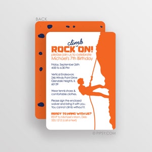 Rock Climbing Invitation - Boy Birthday Party - Rock Climbing - Rock On - Birthday Invitation