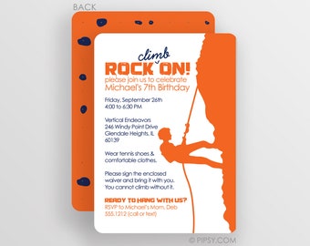 Rock Climbing Invitation - Boy Birthday Party - Rock Climbing - Rock On - Birthday Invitation