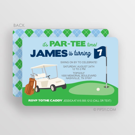 Golf Birthday Invitation, Boy Birthday Party Invitation, Miniature Golf, Putt Putt, Argyle Pattern Il_570xn