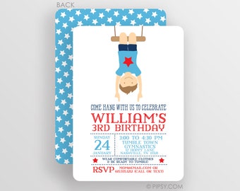Boy Gymnastics Invitation - gymnastics birthday party