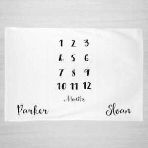 Twin Baby Month Milestone Blanket, Pick any color, Twins Personalized Baby Blanket - Track Growth and Age - Baby Shower Gift