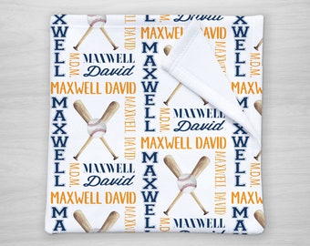 Baseball Personalized Baby Blanket, Name Monogram, baseball - choose your colors, baby shower gift, toddler blanket