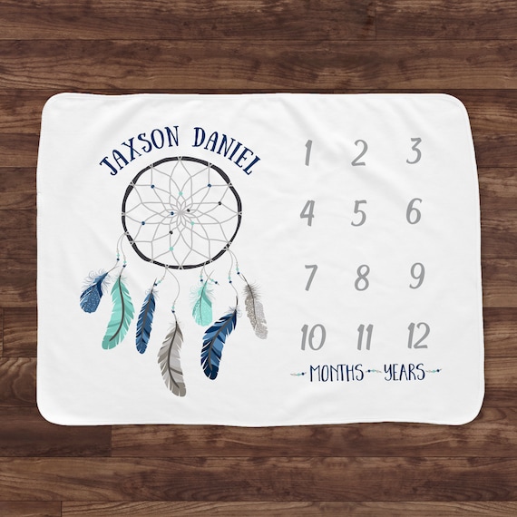 personalized baby milestone blanket boy
