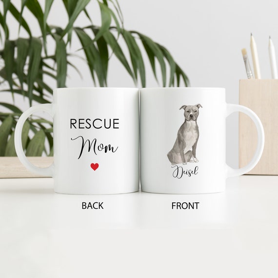Personalized Rescue Mom Coffee Mug: Custom Dog Breed Gift