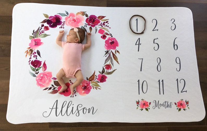 personalized baby monthly milestone blanket