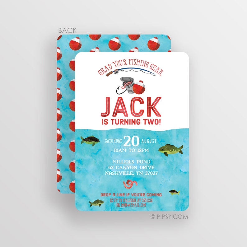 Fishing Party Invitation / Fish Invitation / Summer Party Boy / Fish Birthday Invitation image 1