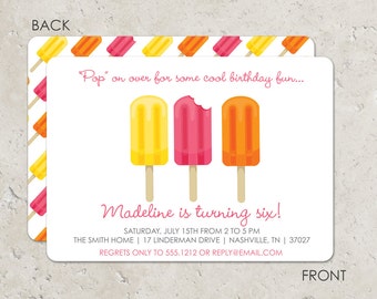 Popsicle birthday party invitation