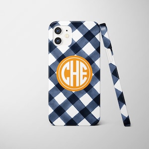 iPhone Monogram Case, Custom, Gingham watercolor, for the iPhone 16, 15, 14, 13, 12, XS XR 11 Pro Max