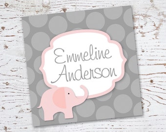 Pink and Grey Elephant Gift Tags - for birthday or baby shower