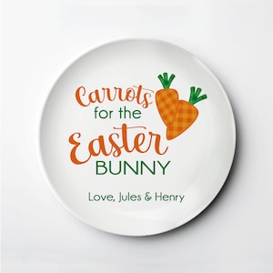 Easter, ThermoSāf® reusable plate, Carrots for the Easter Bunny, dishwasher, microwave safe, personalized