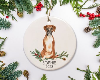 Boxer Christmas Ornament Personalized with your dog's name