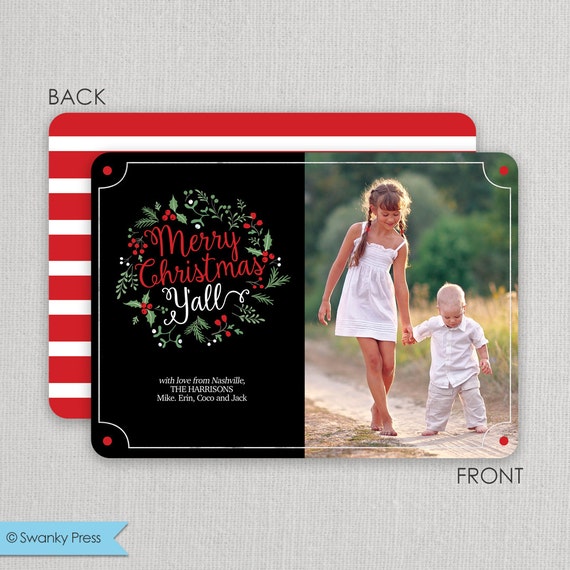Christmas Photo Card Merry Christmas Y'all 2 | Etsy