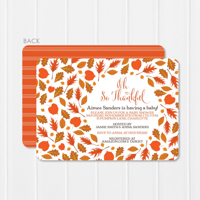 Autumn Baby Shower Falling Leaves Baby Shower Invitation Leaves Baby Shower invitation Fall Baby Shower Invitation