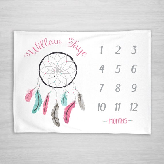 Baby Milestone Blanket Dreamcatcher Month Blanket Girl