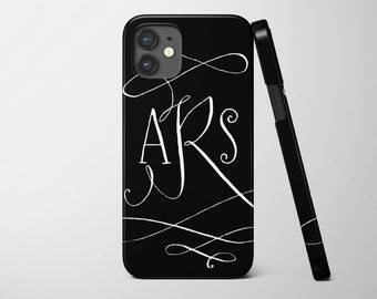 iPhone 14 Personalized Case, Monogram Flourish script *Choose Custom Colors* iPhone 14 and prior models