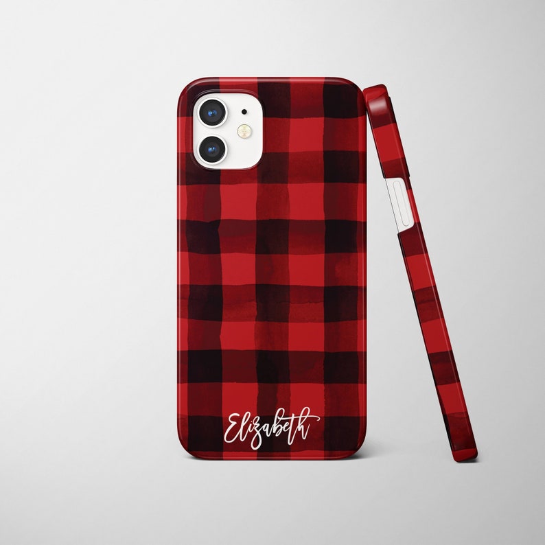 Personalized iPHone case with buffallo plaid design