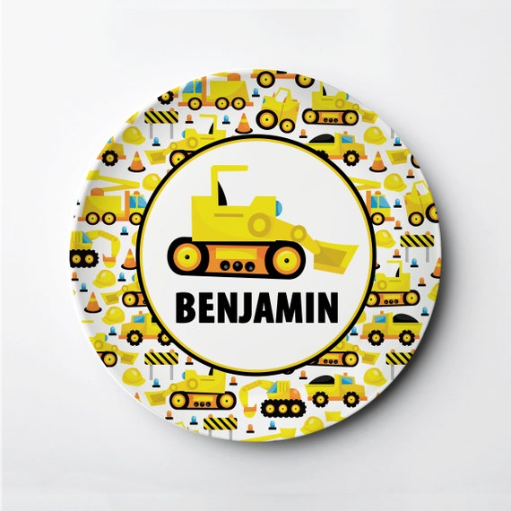 Personalized Plate - Construction Bulldozer - ThermoSāf® reusable kids plate Il_570xn