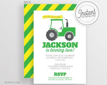 Tractor Invitation - Tractor Farm Birthday Party - Instant Download & Editable File - Templett Invitation - Farm Party Invitation