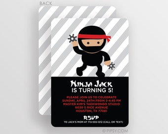 Ninja Birthday Invitation, Ninja Karate Taekwondo Party Invite, You choose premium heavyweight cardstock invites or digital JPG