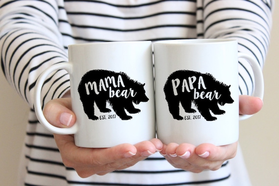 Mama Bear Papa Bear Mug Set of 2, Mom Dad Gifts, Mama and Papa