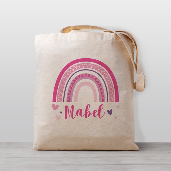 Personalized Tote Bag, Rainbow, Girl Kids Canvas Bag, Pick your own colors Il_570xn