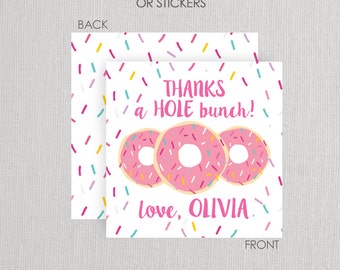 Donut Favor Tags or Stickers . Donut Birthday Party . for Favors, Treat Bags and Envelope Seals