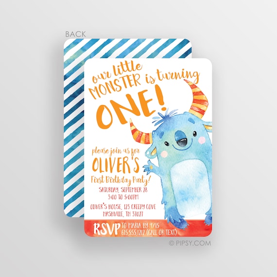 Monster Birthday Invitations - first birthday - our little monster - Monster Party Invitations - Boy First Birthday invitations Il_570xn